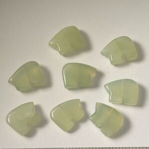 Green Natural Stone Bear Shape Beads - Lot of 8
